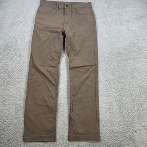 Prana Mens Slim Fit Chino Pants Khaki Size 30x28 Brown Nylon Spandex Outdoor